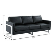 Lincoln 3-Seater Sofa Upholstered in Leather with Chrome Stainless Steel Frame - Elax Furniture