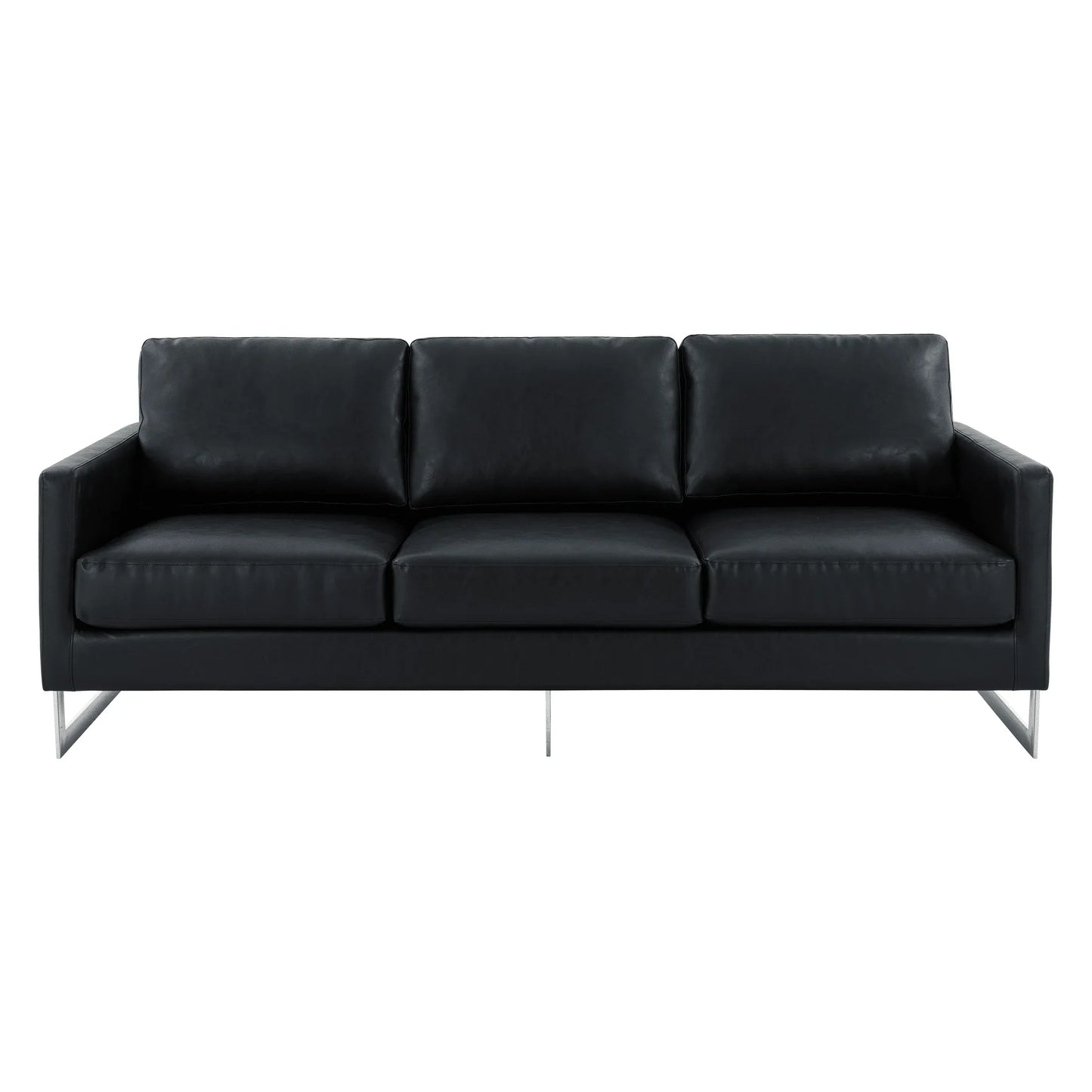 Lincoln 3-Seater Sofa Upholstered in Leather with Chrome Stainless Steel Frame - Elax Furniture