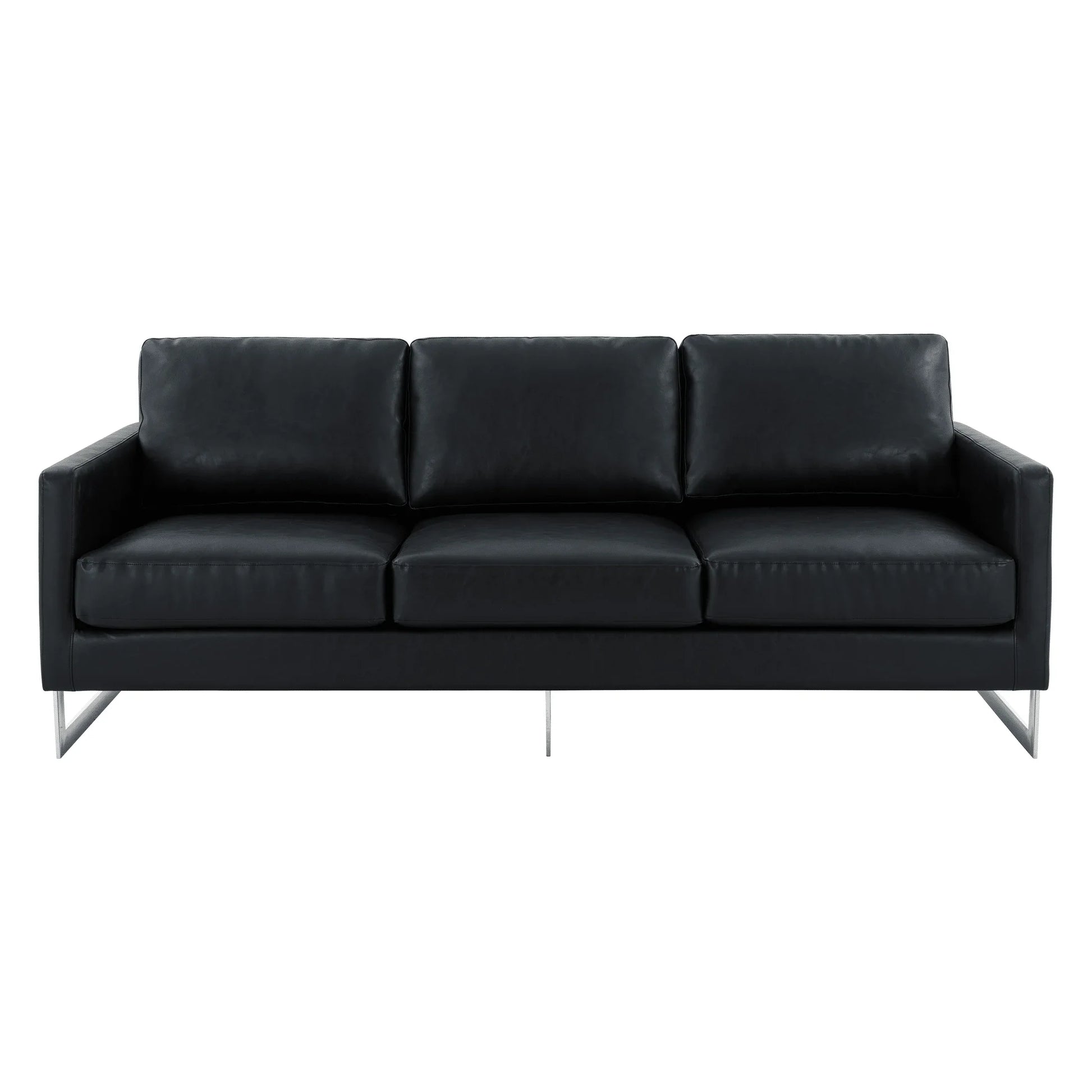 Lincoln 3-Seater Sofa Upholstered in Leather with Chrome Stainless Steel Frame - Elax Furniture