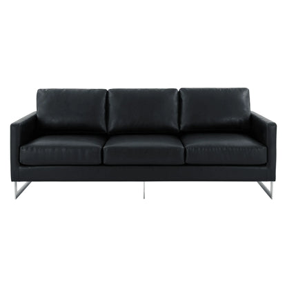Lincoln 3-Seater Sofa Upholstered in Leather with Chrome Stainless Steel Frame - Elax Furniture