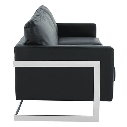 Lincoln 3-Seater Sofa Upholstered in Leather with Chrome Stainless Steel Frame - Elax Furniture