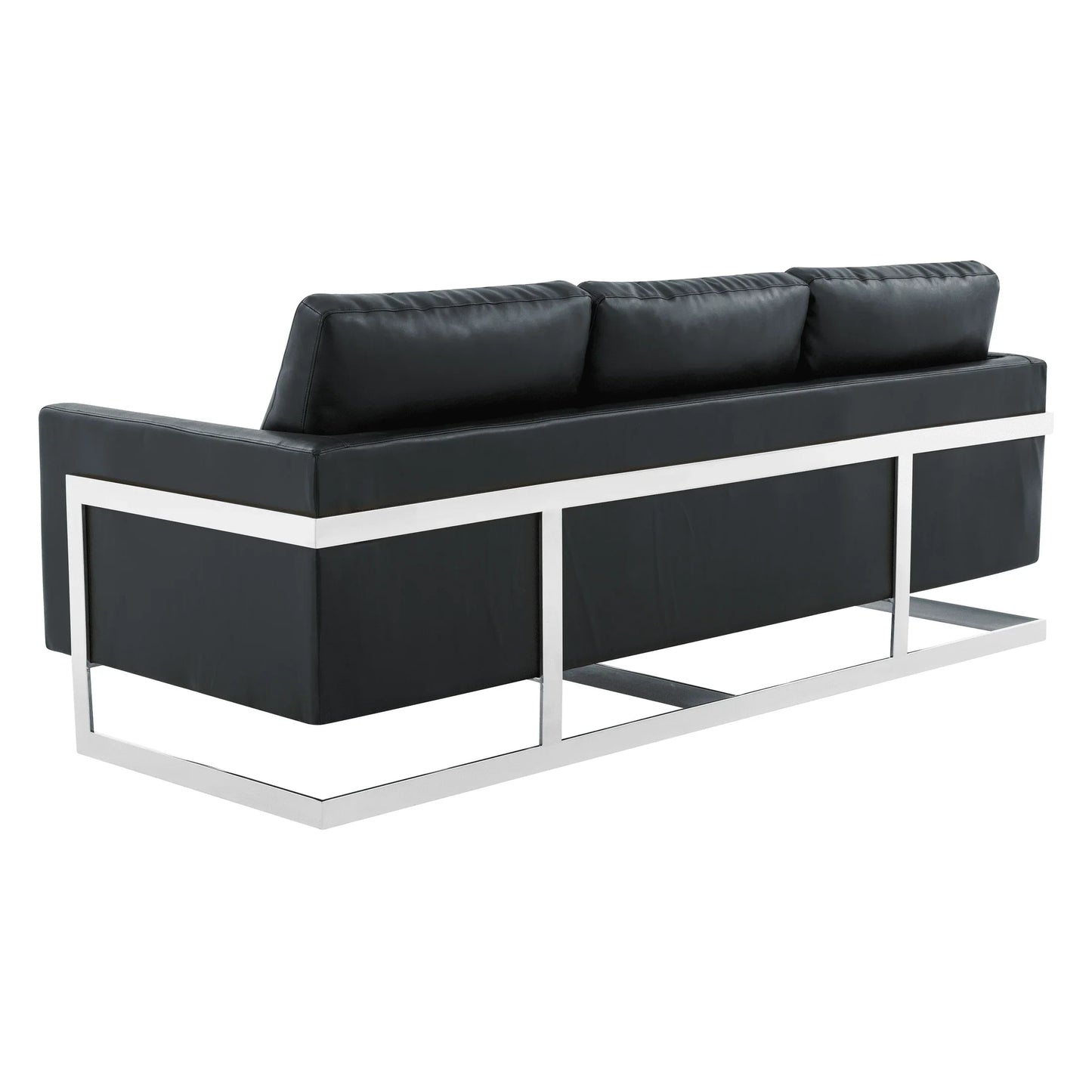 Lincoln 3-Seater Sofa Upholstered in Leather with Chrome Stainless Steel Frame - Elax Furniture