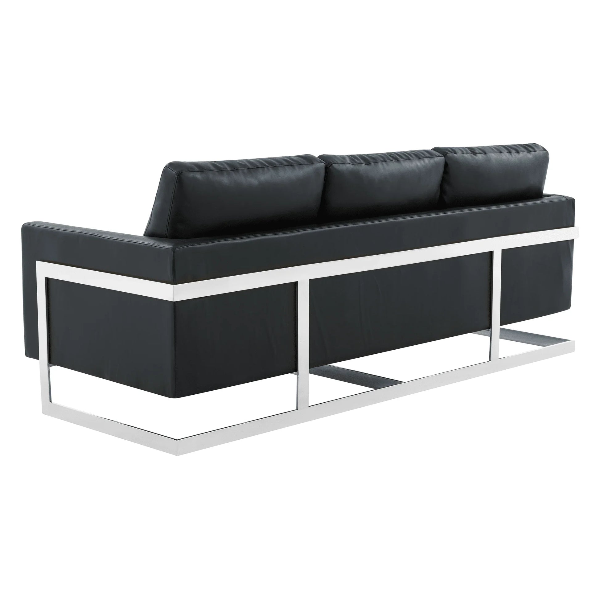 Lincoln 3-Seater Sofa Upholstered in Leather with Chrome Stainless Steel Frame - Elax Furniture