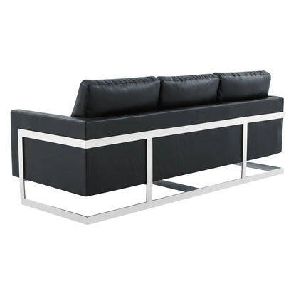 Lincoln 3-Seater Sofa Upholstered in Leather with Chrome Stainless Steel Frame - Elax Furniture