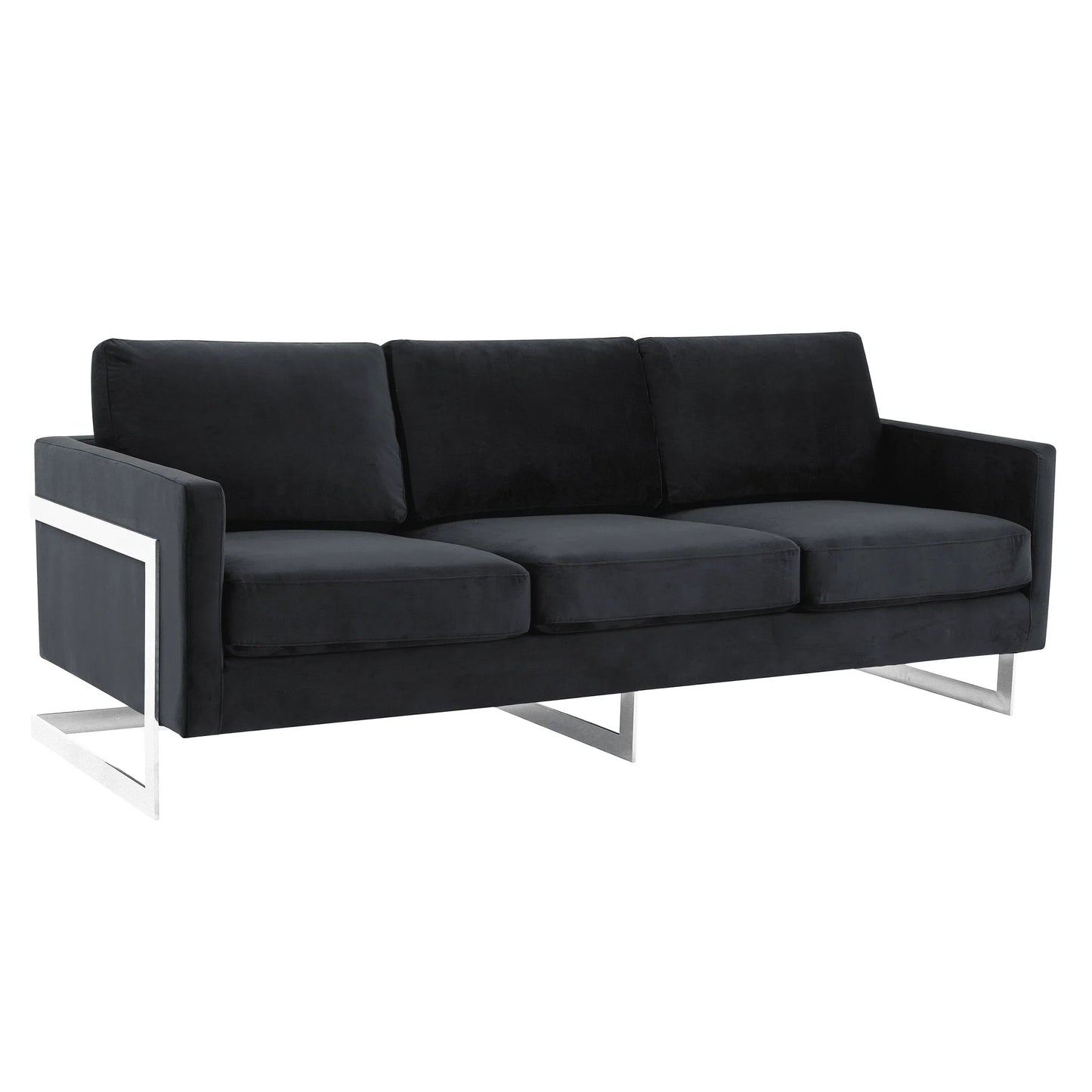 Lincoln 3-Seater Sofa Upholstered in Velvet Fabric with Chrome Stainless Steel Frame - Elax Furniture