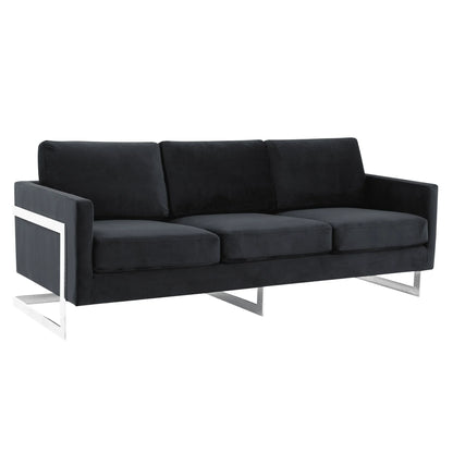 Lincoln 3-Seater Sofa Upholstered in Velvet Fabric with Chrome Stainless Steel Frame - Elax Furniture