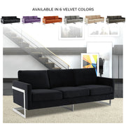 Lincoln 3-Seater Sofa Upholstered in Velvet Fabric with Chrome Stainless Steel Frame - Elax Furniture