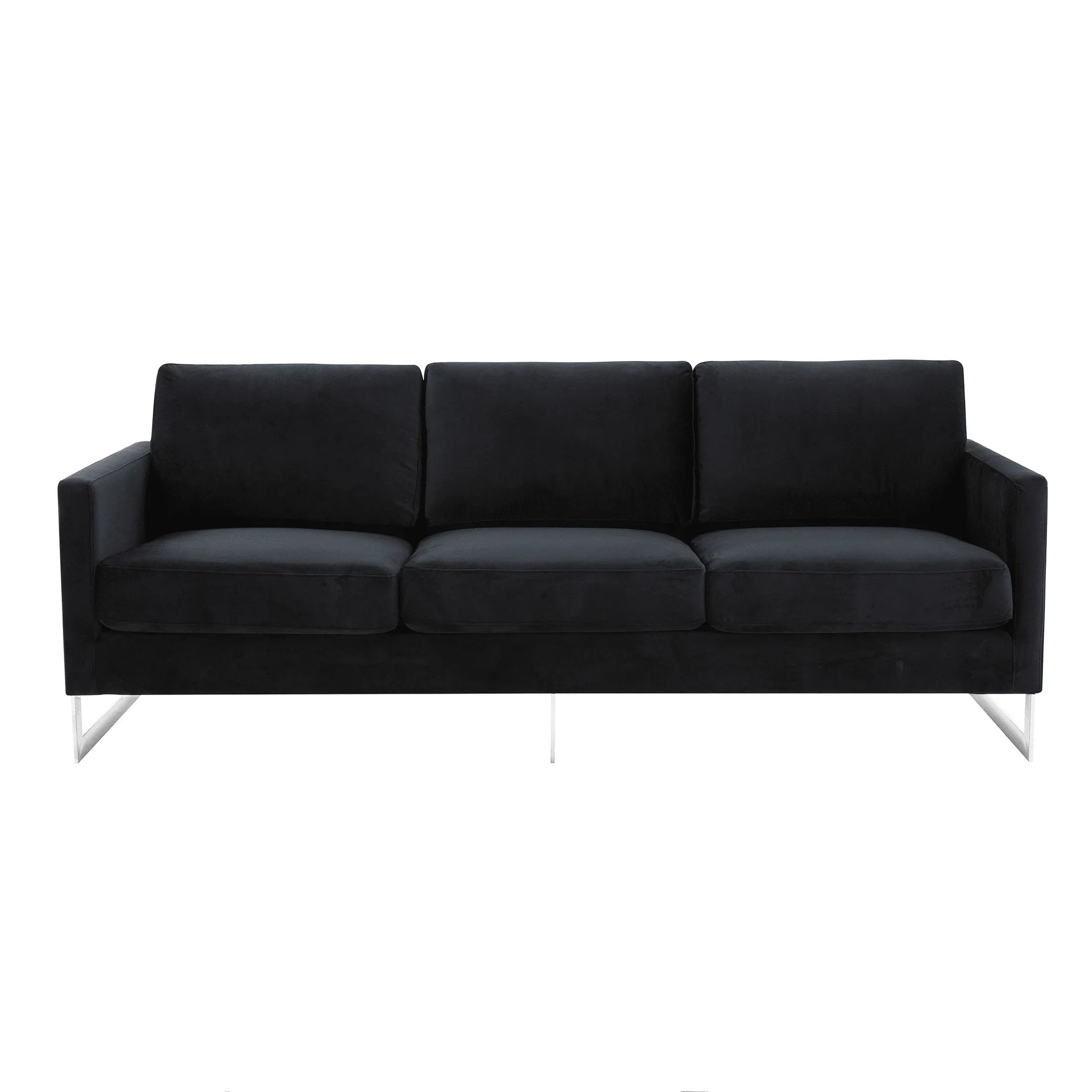 Lincoln 3-Seater Sofa Upholstered in Velvet Fabric with Chrome Stainless Steel Frame - Elax Furniture