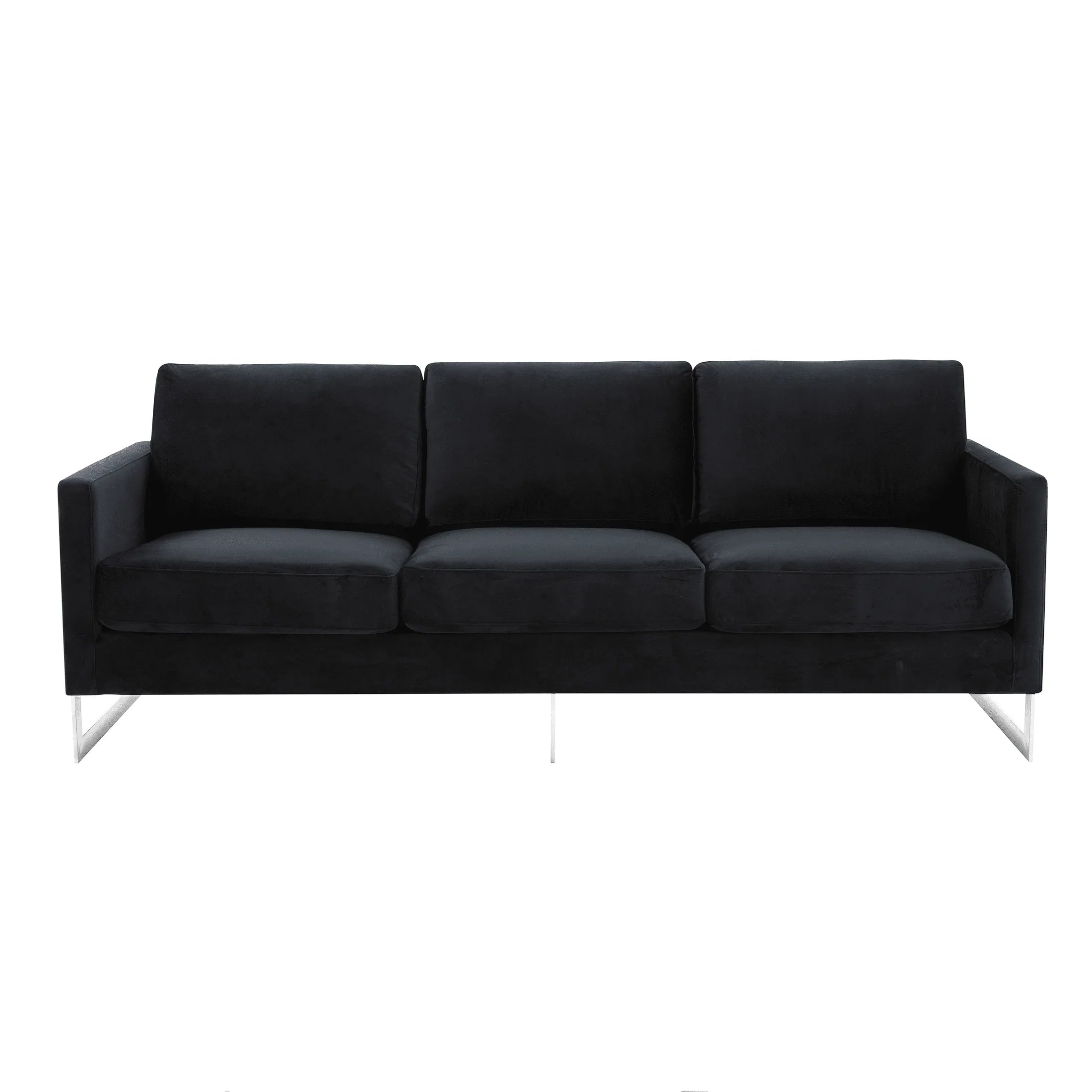 Lincoln 3-Seater Sofa Upholstered in Velvet Fabric with Chrome Stainless Steel Frame - Elax Furniture