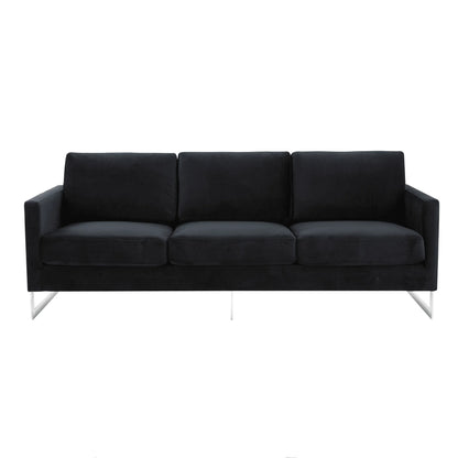 Lincoln 3-Seater Sofa Upholstered in Velvet Fabric with Chrome Stainless Steel Frame - Elax Furniture