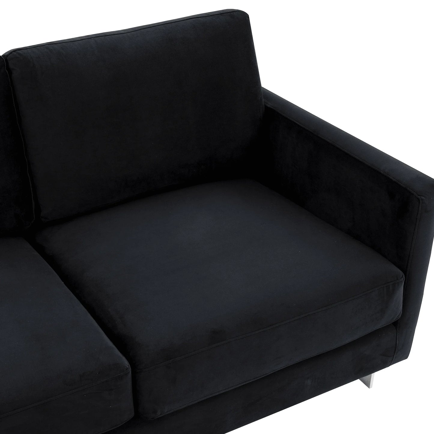 Lincoln 3-Seater Sofa Upholstered in Velvet Fabric with Chrome Stainless Steel Frame - Elax Furniture