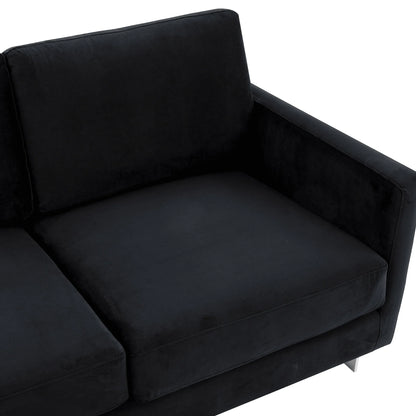 Lincoln 3-Seater Sofa Upholstered in Velvet Fabric with Chrome Stainless Steel Frame - Elax Furniture
