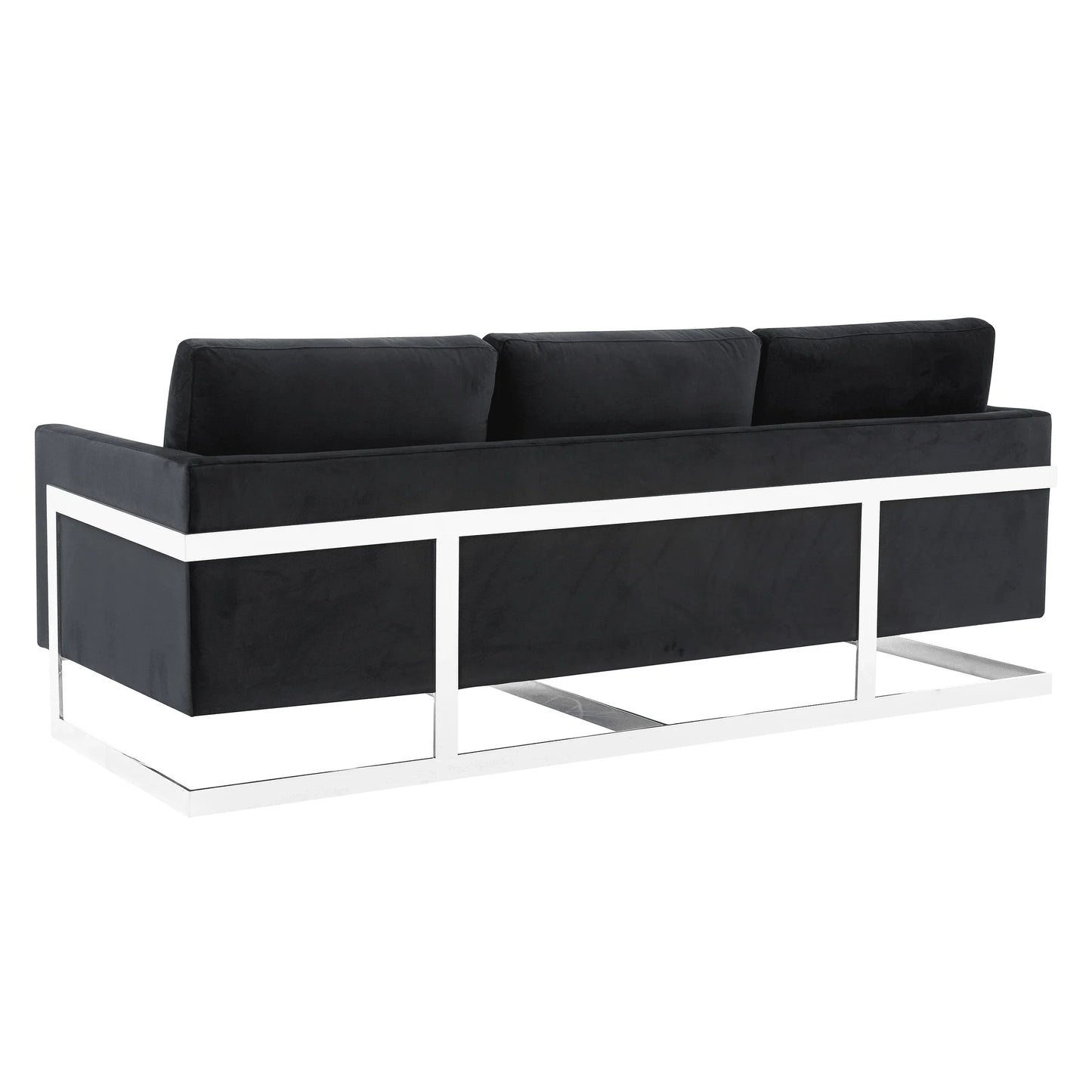 Lincoln 3-Seater Sofa Upholstered in Velvet Fabric with Chrome Stainless Steel Frame - Elax Furniture