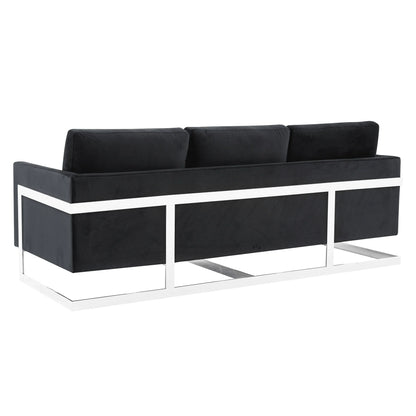 Lincoln 3-Seater Sofa Upholstered in Velvet Fabric with Chrome Stainless Steel Frame - Elax Furniture