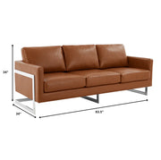 Lincoln 3-Seater Sofa Upholstered in Leather with Chrome Stainless Steel Frame - Elax Furniture