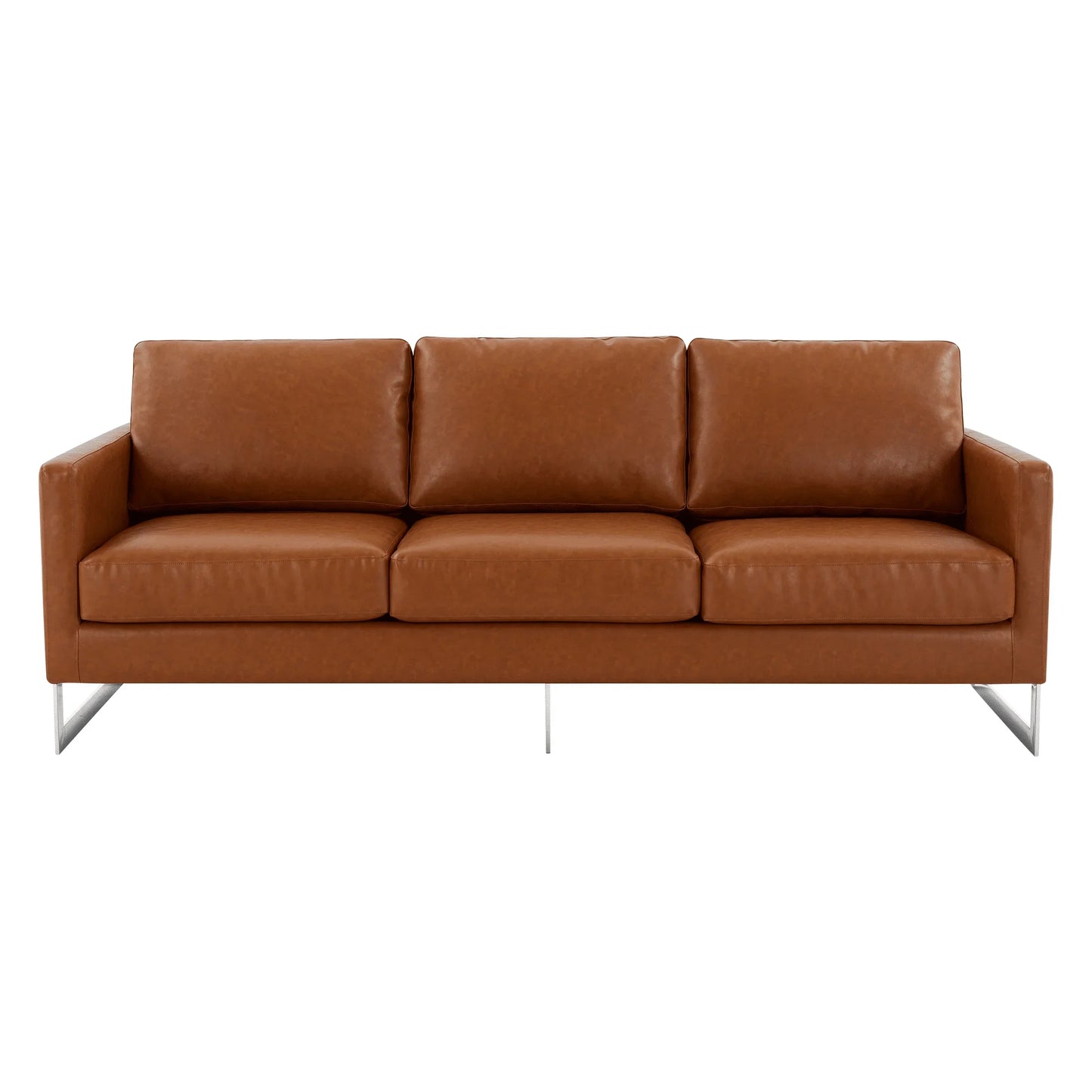 Lincoln 3-Seater Sofa Upholstered in Leather with Chrome Stainless Steel Frame - Elax Furniture
