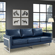 Lincoln 3-Seater Sofa Upholstered in Leather with Chrome Stainless Steel Frame - Elax Furniture