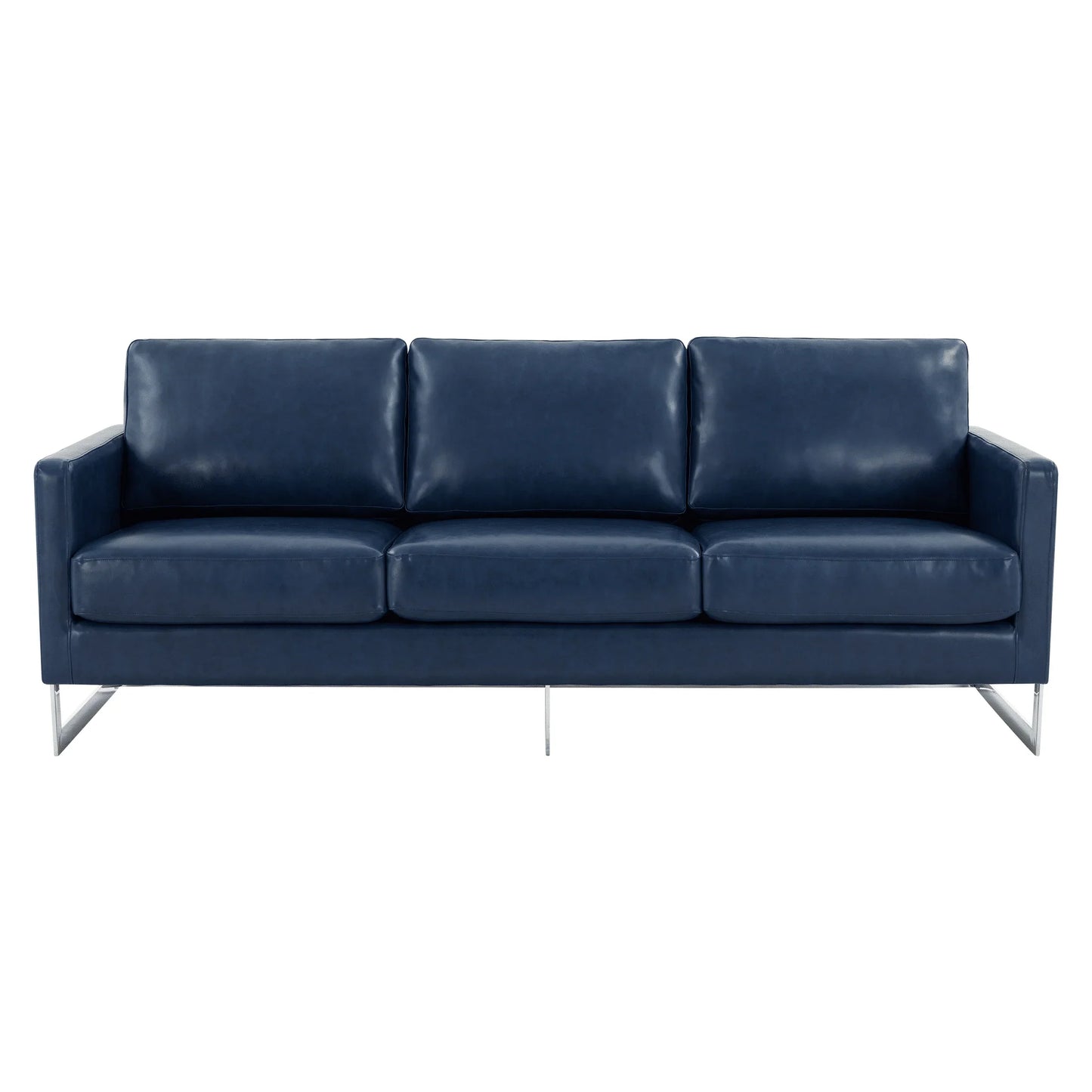 Lincoln 3-Seater Sofa Upholstered in Leather with Chrome Stainless Steel Frame - Elax Furniture