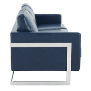 Lincoln 3-Seater Sofa Upholstered in Leather with Chrome Stainless Steel Frame - Elax Furniture