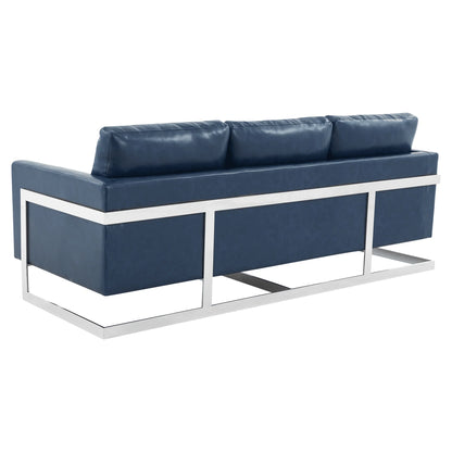 Lincoln 3-Seater Sofa Upholstered in Leather with Chrome Stainless Steel Frame - Elax Furniture