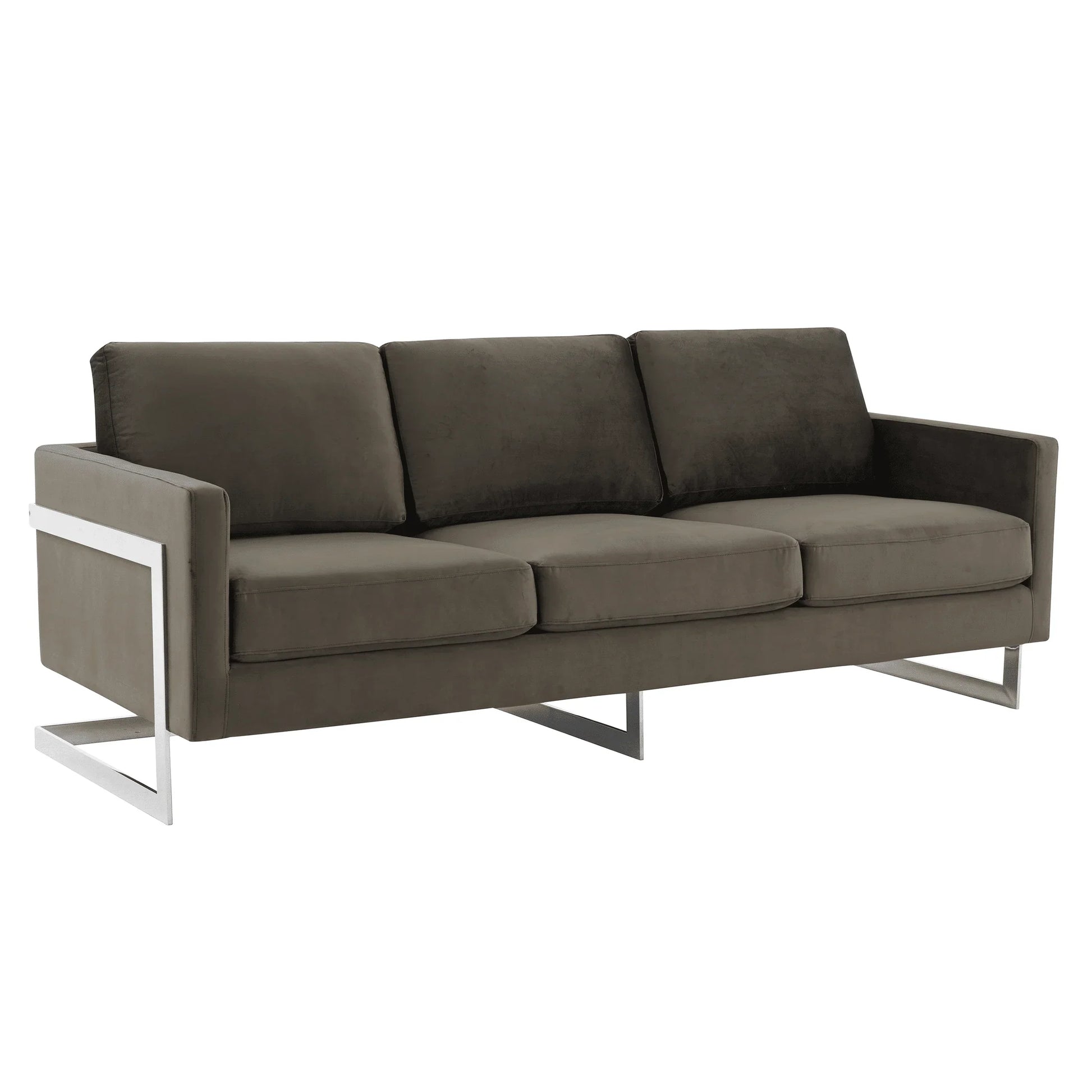 Lincoln 3-Seater Sofa Upholstered in Velvet Fabric with Chrome Stainless Steel Frame - Elax Furniture