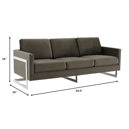 Lincoln 3-Seater Sofa Upholstered in Velvet Fabric with Chrome Stainless Steel Frame - Elax Furniture