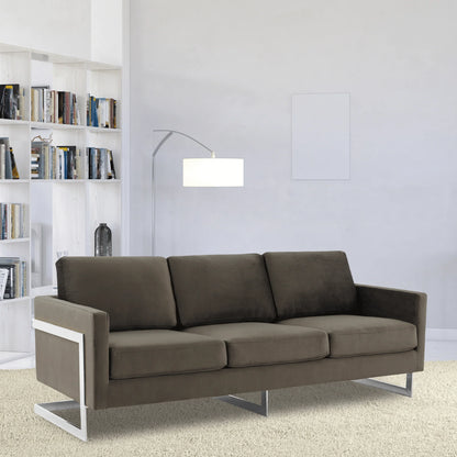 Lincoln 3-Seater Sofa Upholstered in Velvet Fabric with Chrome Stainless Steel Frame - Elax Furniture