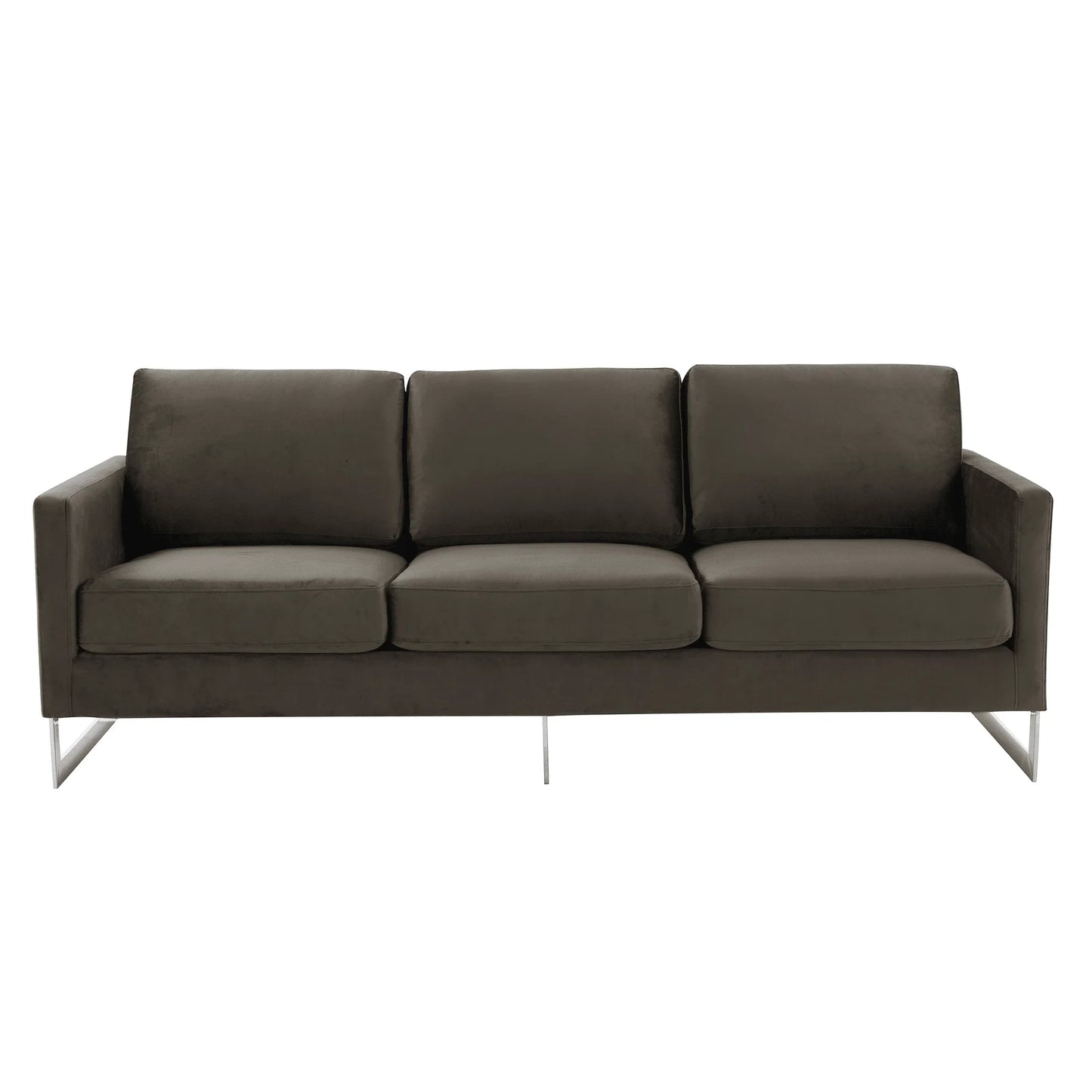 Lincoln 3-Seater Sofa Upholstered in Velvet Fabric with Chrome Stainless Steel Frame - Elax Furniture