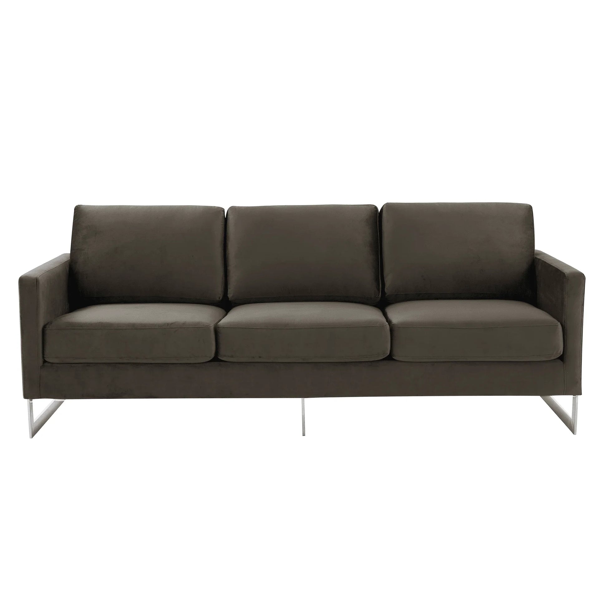 Lincoln 3-Seater Sofa Upholstered in Velvet Fabric with Chrome Stainless Steel Frame - Elax Furniture