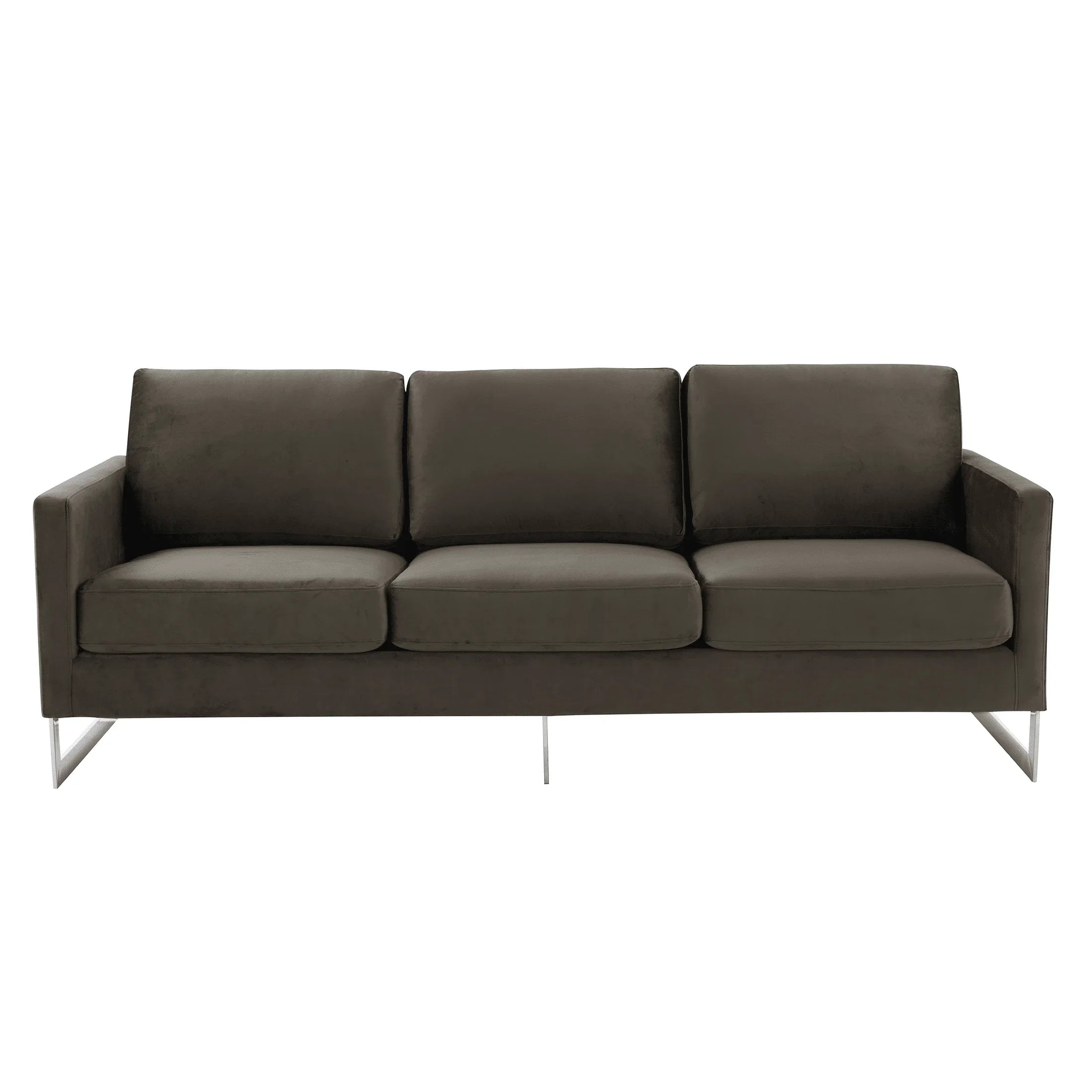 Lincoln 3-Seater Sofa Upholstered in Velvet Fabric with Chrome Stainless Steel Frame - Elax Furniture