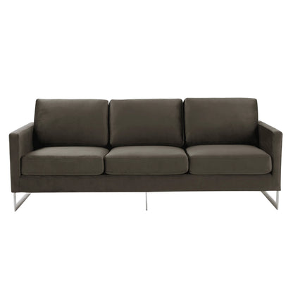 Lincoln 3-Seater Sofa Upholstered in Velvet Fabric with Chrome Stainless Steel Frame - Elax Furniture