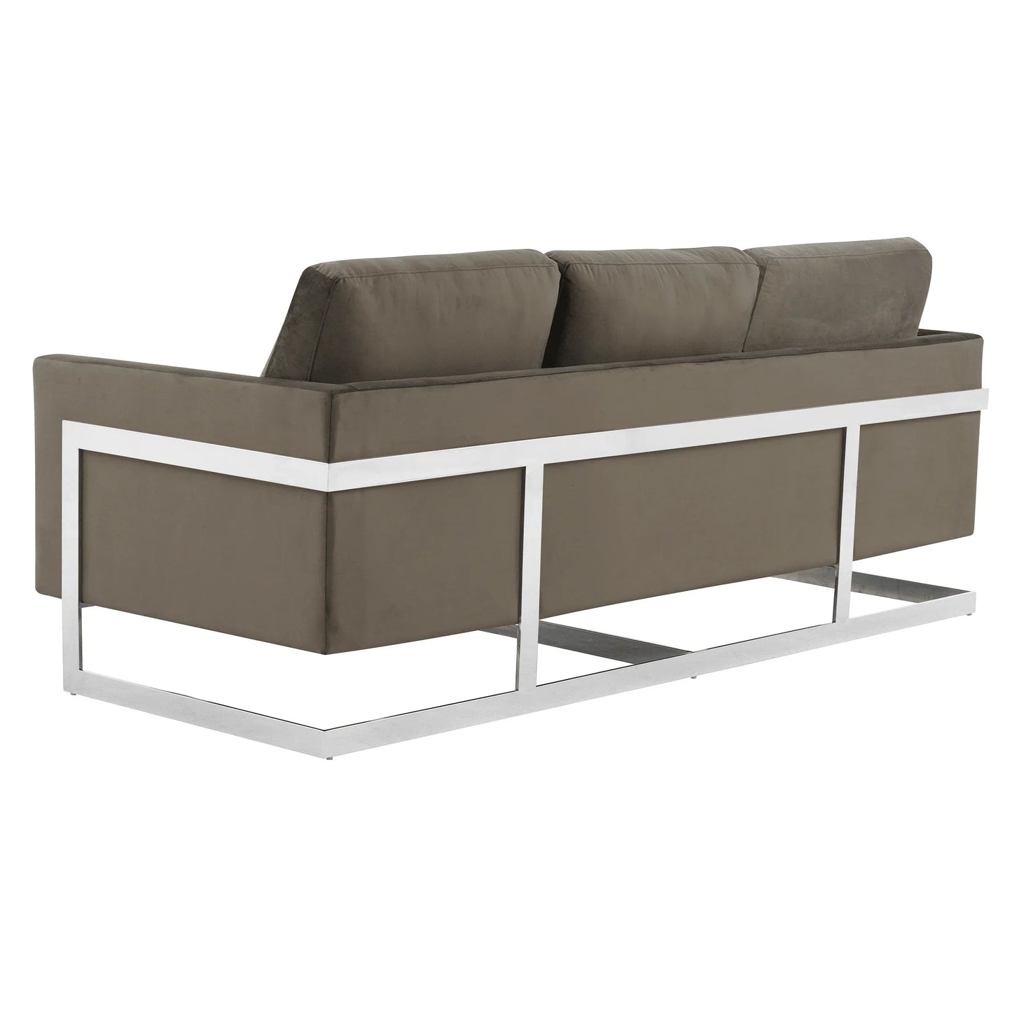 Lincoln 3-Seater Sofa Upholstered in Velvet Fabric with Chrome Stainless Steel Frame - Elax Furniture