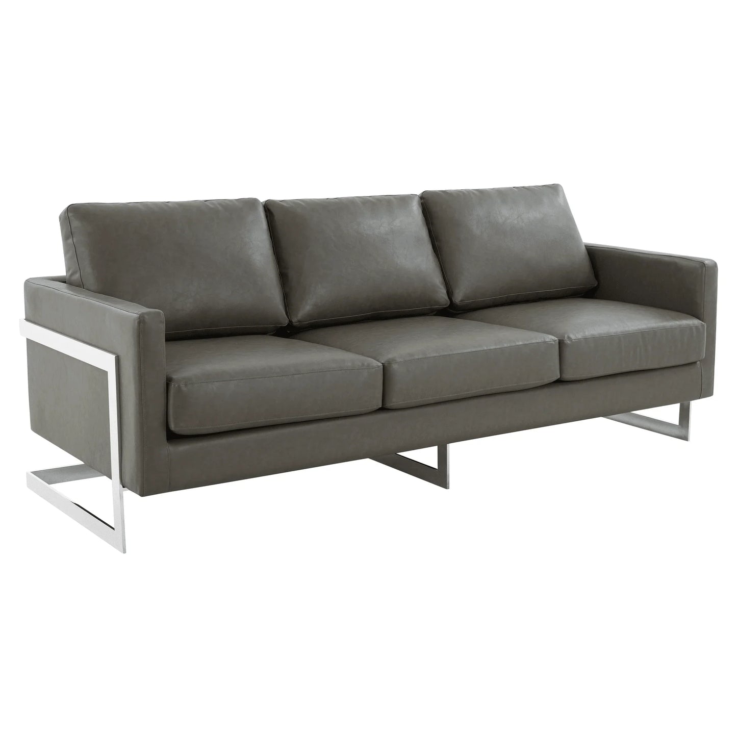 Lincoln 3-Seater Sofa Upholstered in Leather with Chrome Stainless Steel Frame - Elax Furniture