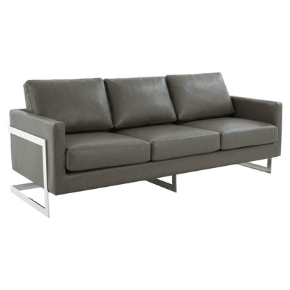 Lincoln 3-Seater Sofa Upholstered in Leather with Chrome Stainless Steel Frame - Elax Furniture