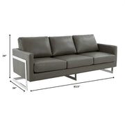Lincoln 3-Seater Sofa Upholstered in Leather with Chrome Stainless Steel Frame - Elax Furniture