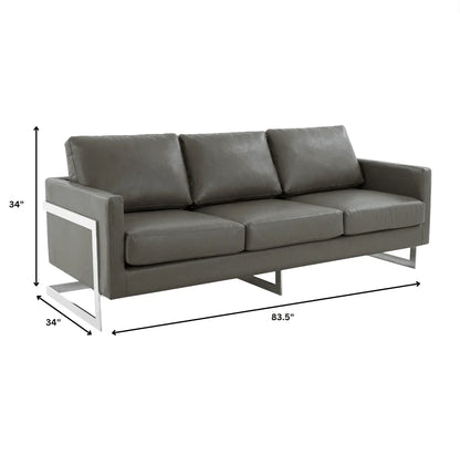 Lincoln 3-Seater Sofa Upholstered in Leather with Chrome Stainless Steel Frame - Elax Furniture