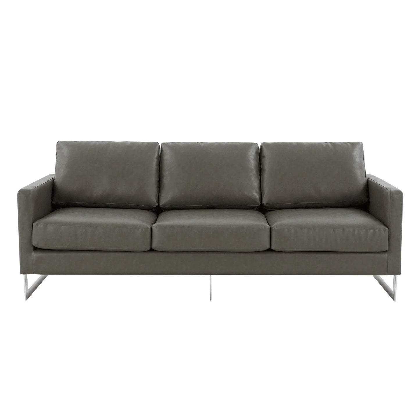 Lincoln 3-Seater Sofa Upholstered in Leather with Chrome Stainless Steel Frame - Elax Furniture