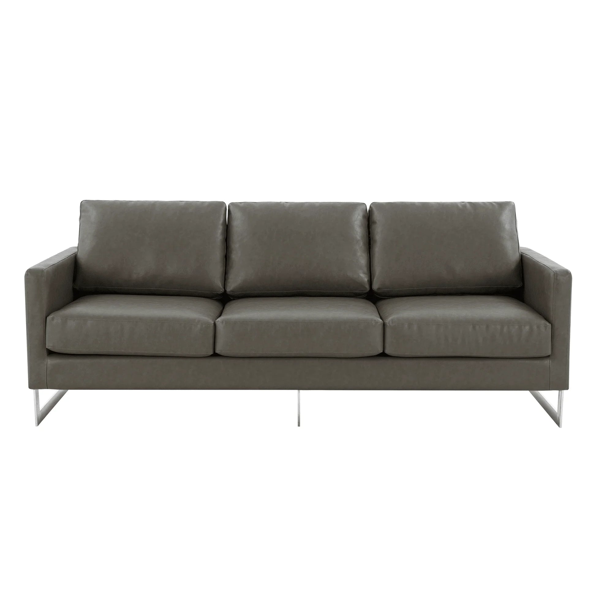 Lincoln 3-Seater Sofa Upholstered in Leather with Chrome Stainless Steel Frame - Elax Furniture