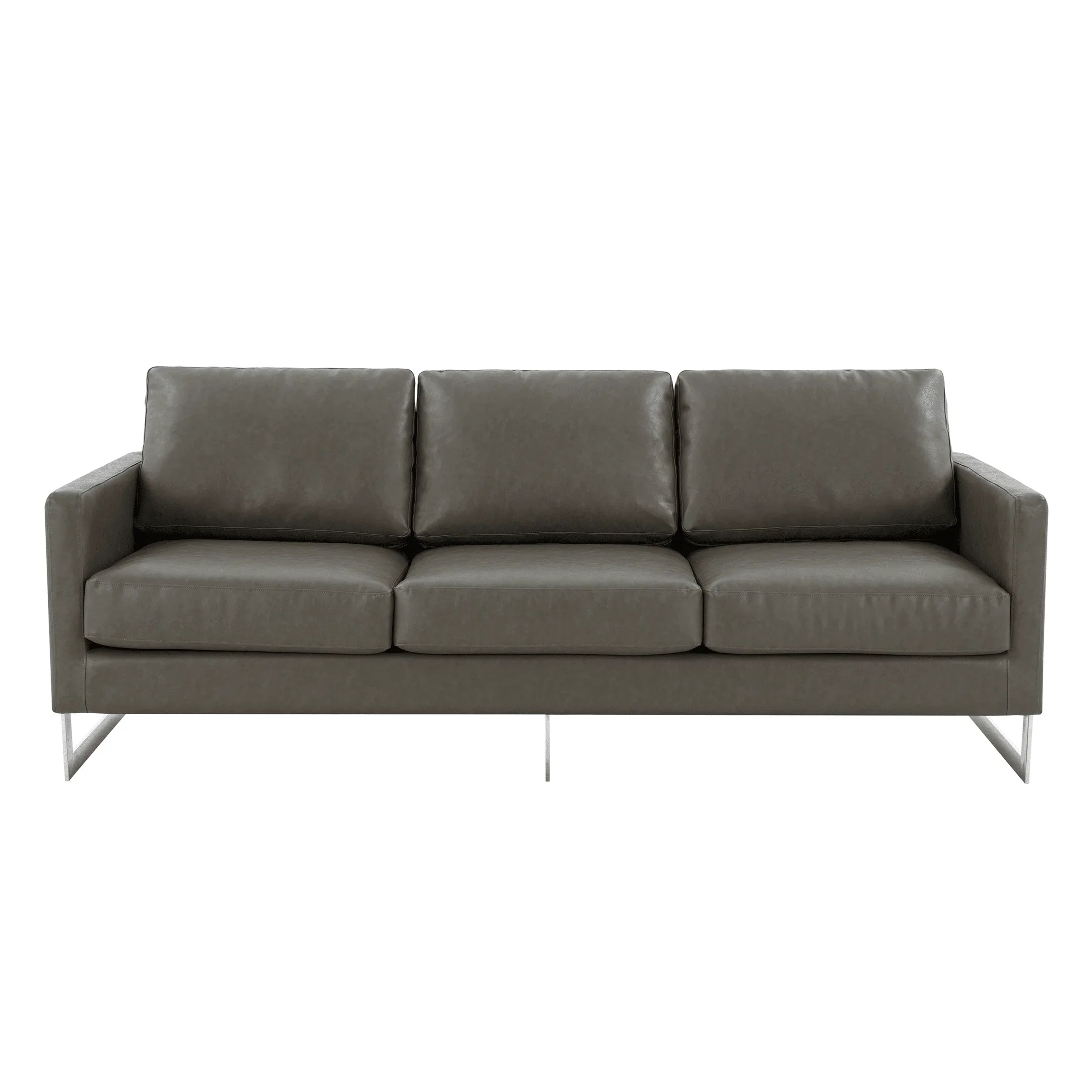 Lincoln 3-Seater Sofa Upholstered in Leather with Chrome Stainless Steel Frame - Elax Furniture