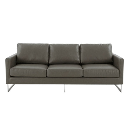Lincoln 3-Seater Sofa Upholstered in Leather with Chrome Stainless Steel Frame - Elax Furniture