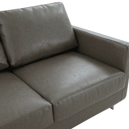 Lincoln 3-Seater Sofa Upholstered in Leather with Chrome Stainless Steel Frame - Elax Furniture
