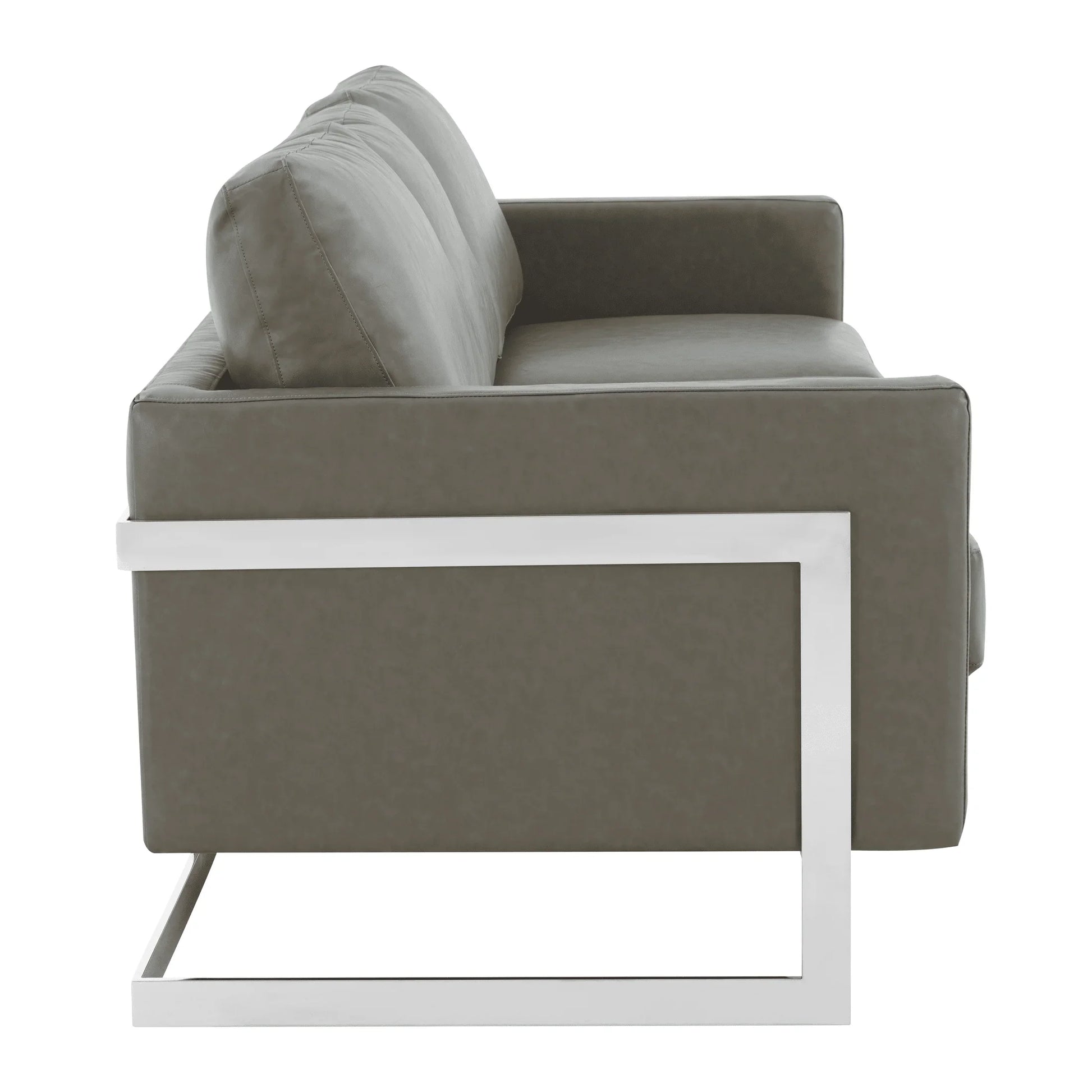 Lincoln 3-Seater Sofa Upholstered in Leather with Chrome Stainless Steel Frame - Elax Furniture