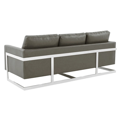Lincoln 3-Seater Sofa Upholstered in Leather with Chrome Stainless Steel Frame - Elax Furniture