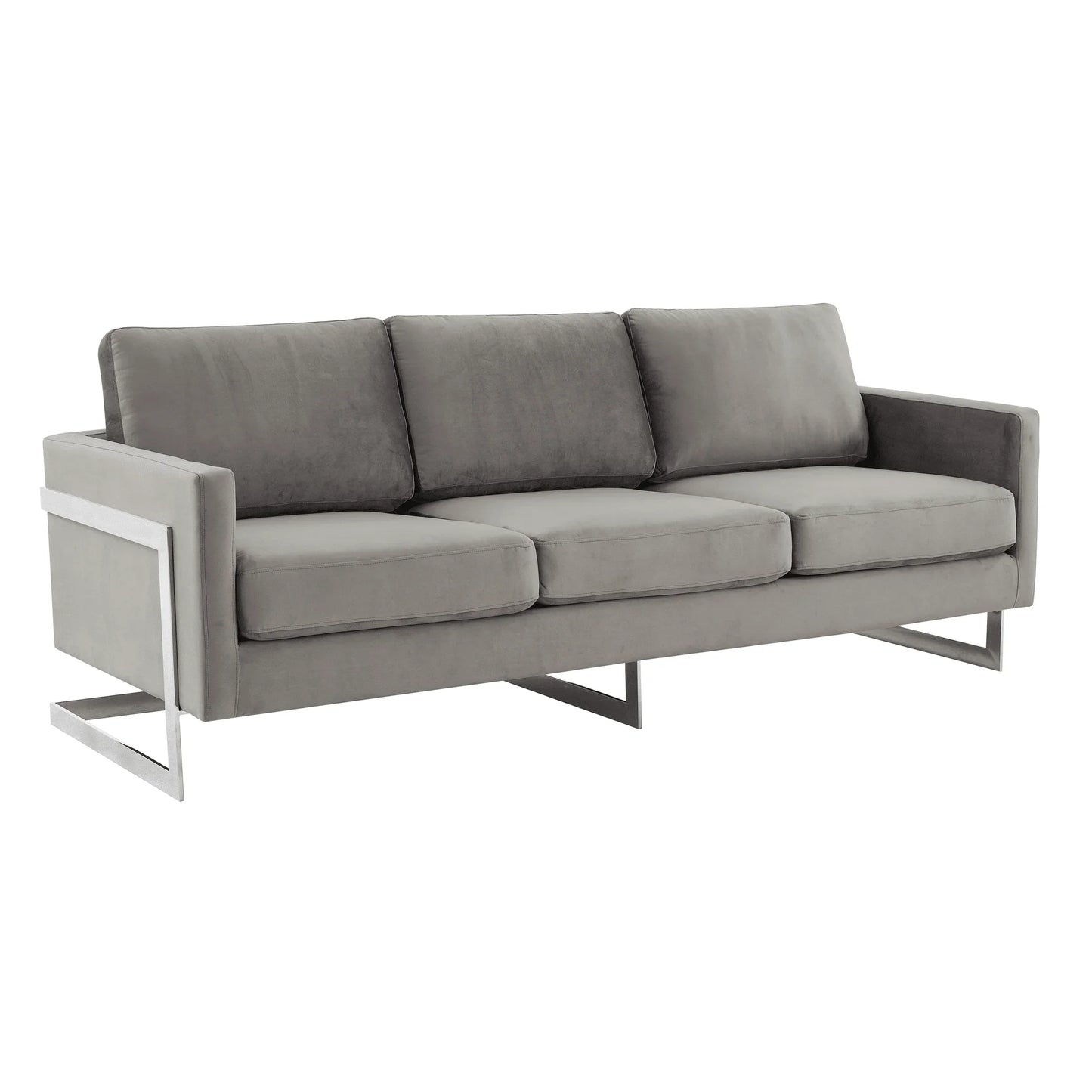Lincoln 3-Seater Sofa Upholstered in Velvet Fabric with Chrome Stainless Steel Frame - Elax Furniture
