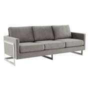 Lincoln 3-Seater Sofa Upholstered in Velvet Fabric with Chrome Stainless Steel Frame - Elax Furniture