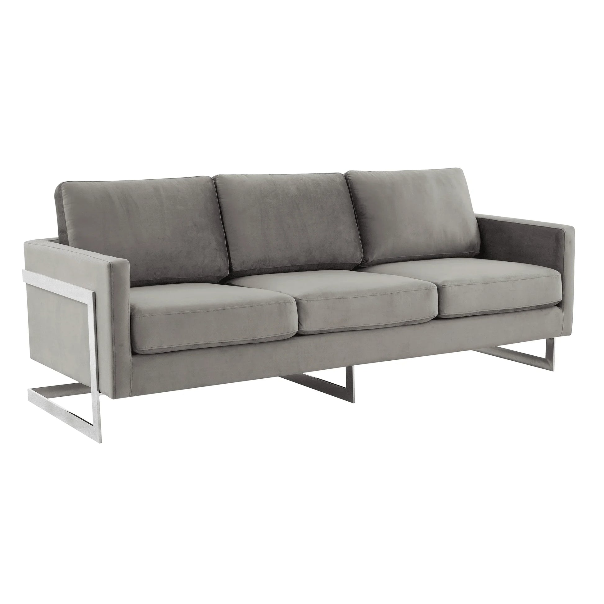 Lincoln 3-Seater Sofa Upholstered in Velvet Fabric with Chrome Stainless Steel Frame - Elax Furniture