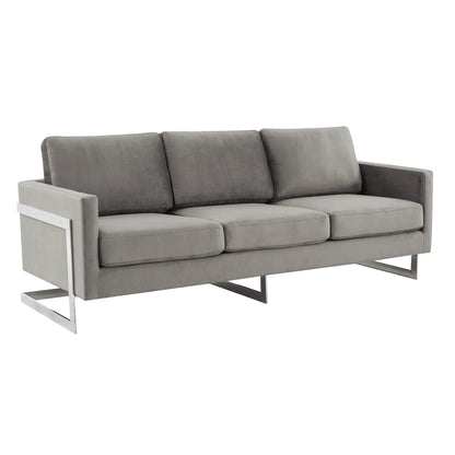 Lincoln 3-Seater Sofa Upholstered in Velvet Fabric with Chrome Stainless Steel Frame - Elax Furniture