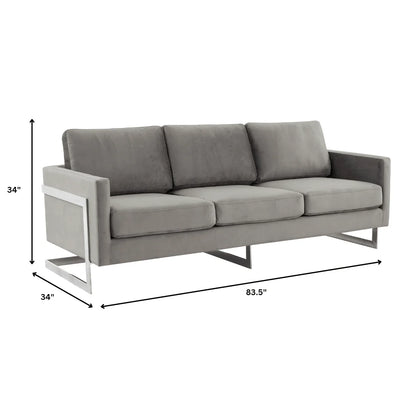 Lincoln 3-Seater Sofa Upholstered in Velvet Fabric with Chrome Stainless Steel Frame - Elax Furniture