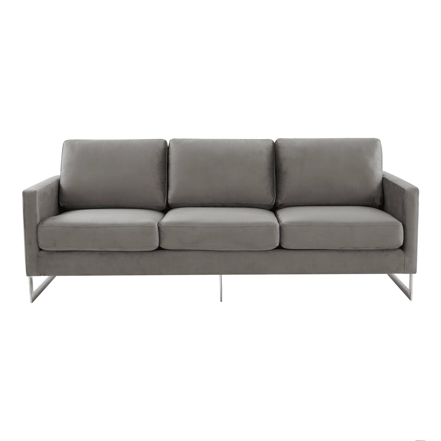 Lincoln 3-Seater Sofa Upholstered in Velvet Fabric with Chrome Stainless Steel Frame - Elax Furniture