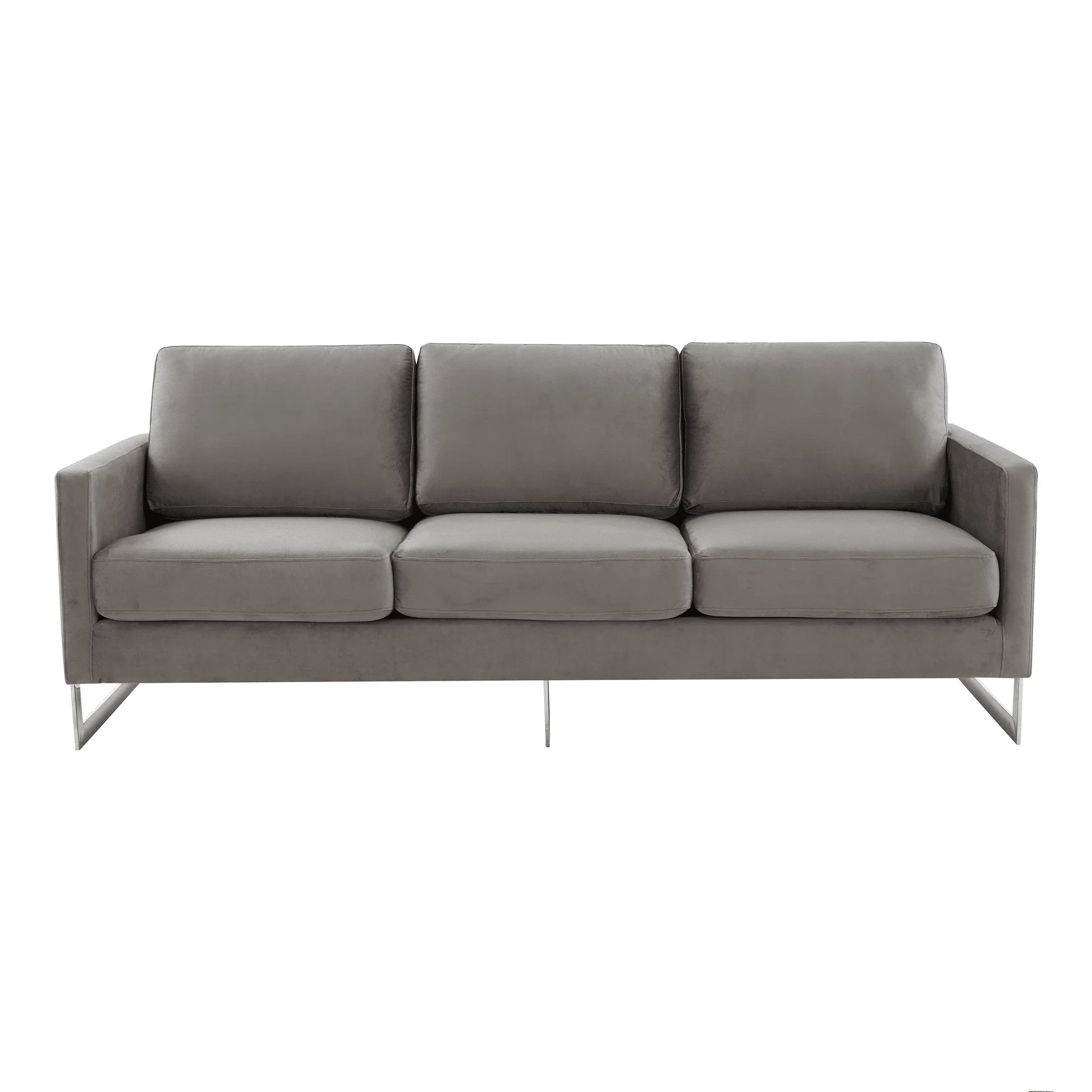 Lincoln 3-Seater Sofa Upholstered in Velvet Fabric with Chrome Stainless Steel Frame - Elax Furniture